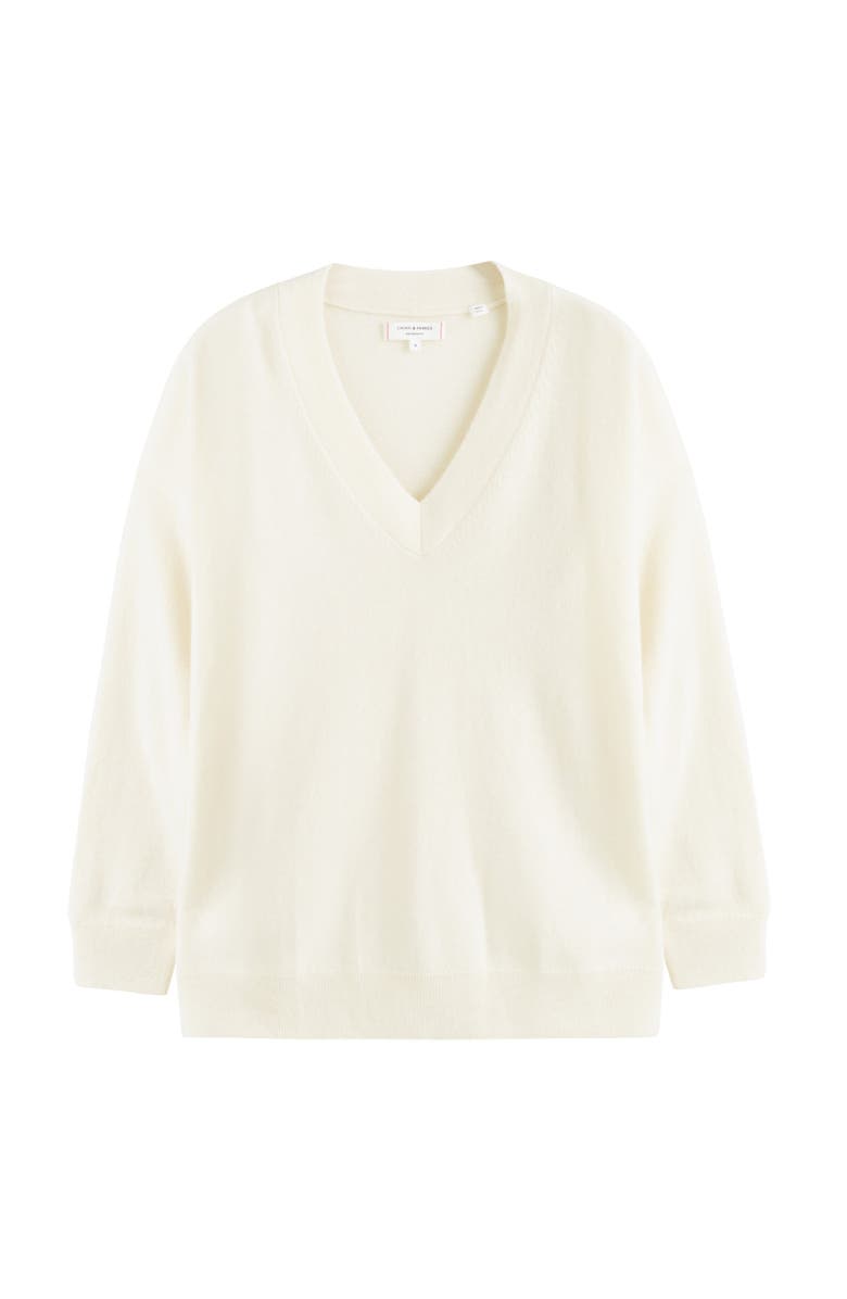 Chinti & Parker Pure Cashmere Relaxed V-Neck Sweater, Alternate, color, Cream