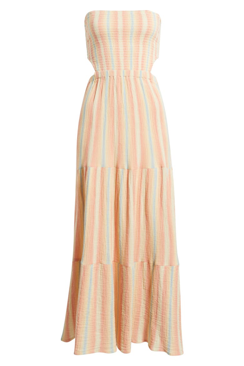 Premium Surf Stripe Tiered Cotton Maxi Dress, Alternate, color, MULTI COLOR