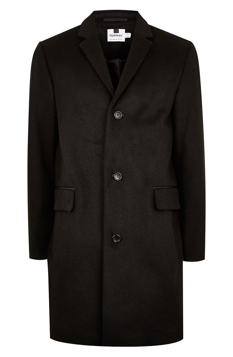 Topman Wool Blend Overcoat, Alternate, color,