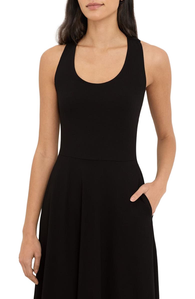 Pact Fit & Flare Open Back Maxi Dress Made With Organic Cotton, Alternate, color, Black