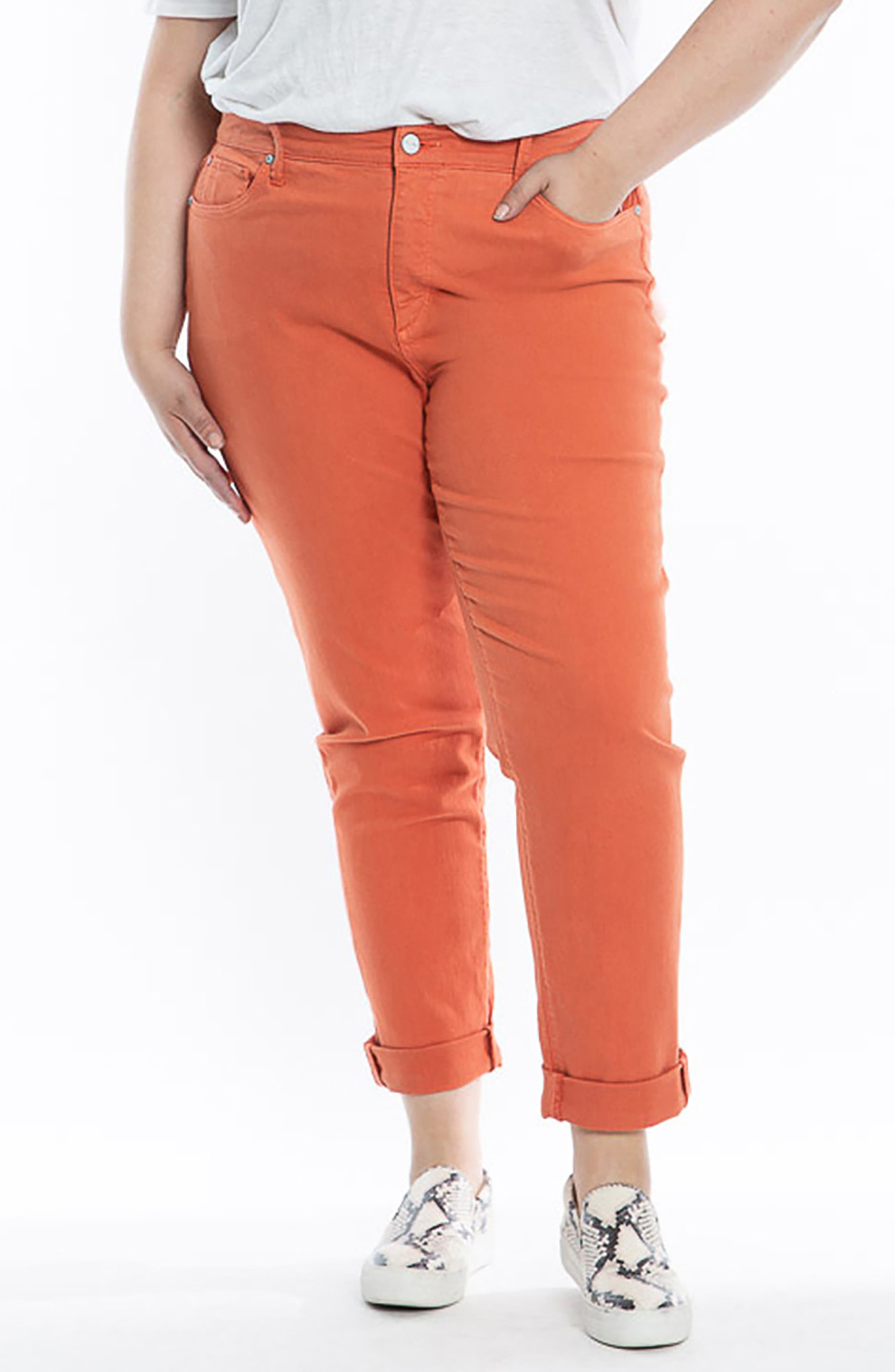 High Waist Roll Hem Boyfriend Jeans