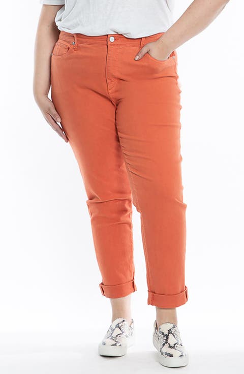 High Waist Roll Hem Boyfriend Jeans