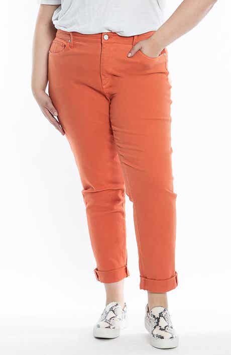 High Waist Roll Hem Boyfriend Jeans