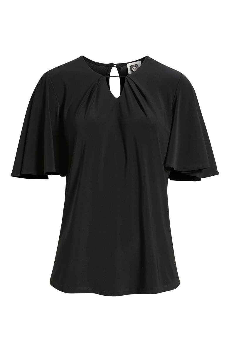 Anne Klein Pleat Neck Bell Sleeve Top, Alternate, color, Anne Black