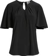 Anne Klein Pleat Neck Bell Sleeve Top