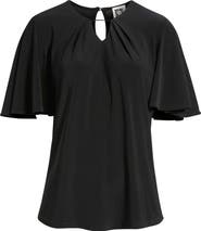 Anne Klein Pleat Neck Bell Sleeve Top