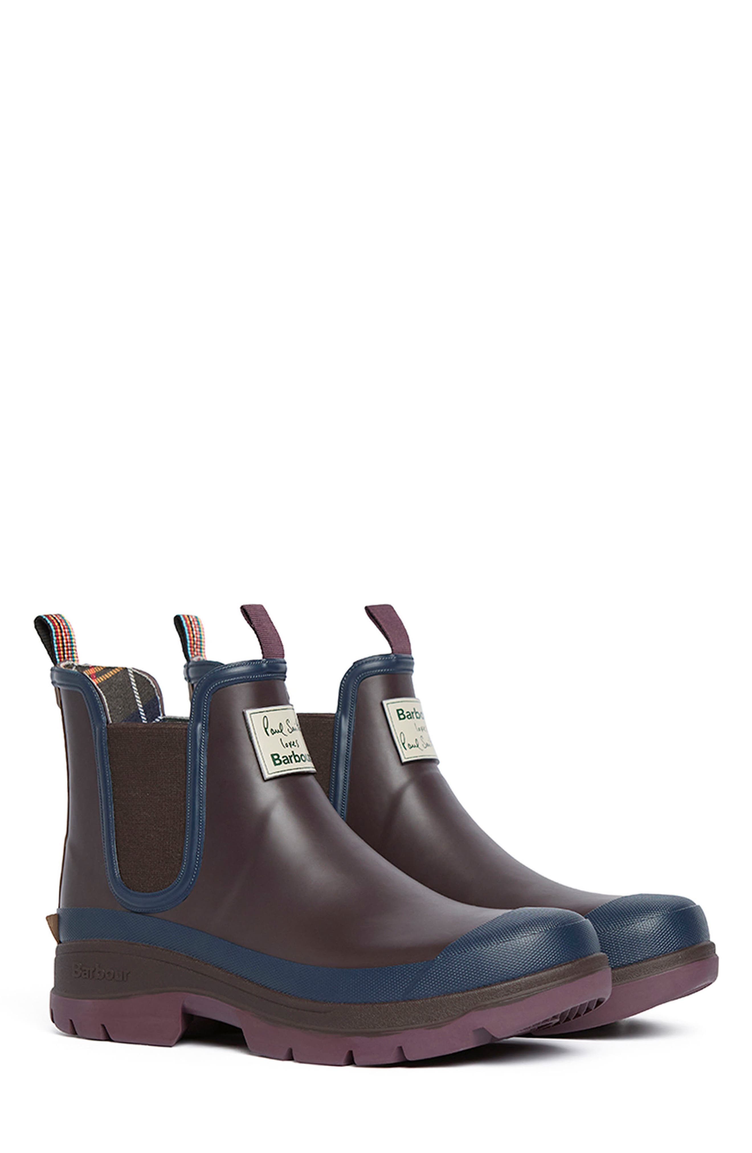 Barbour x Paul Smith Waterproof Chelsea Rain Boot, Main, color, 