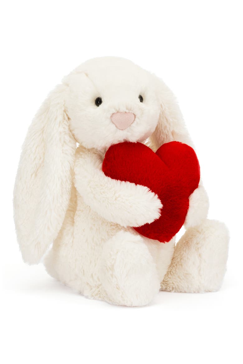 Bashful Love Heart Bunny Stuffed Animal, Main, color, RED MULTI