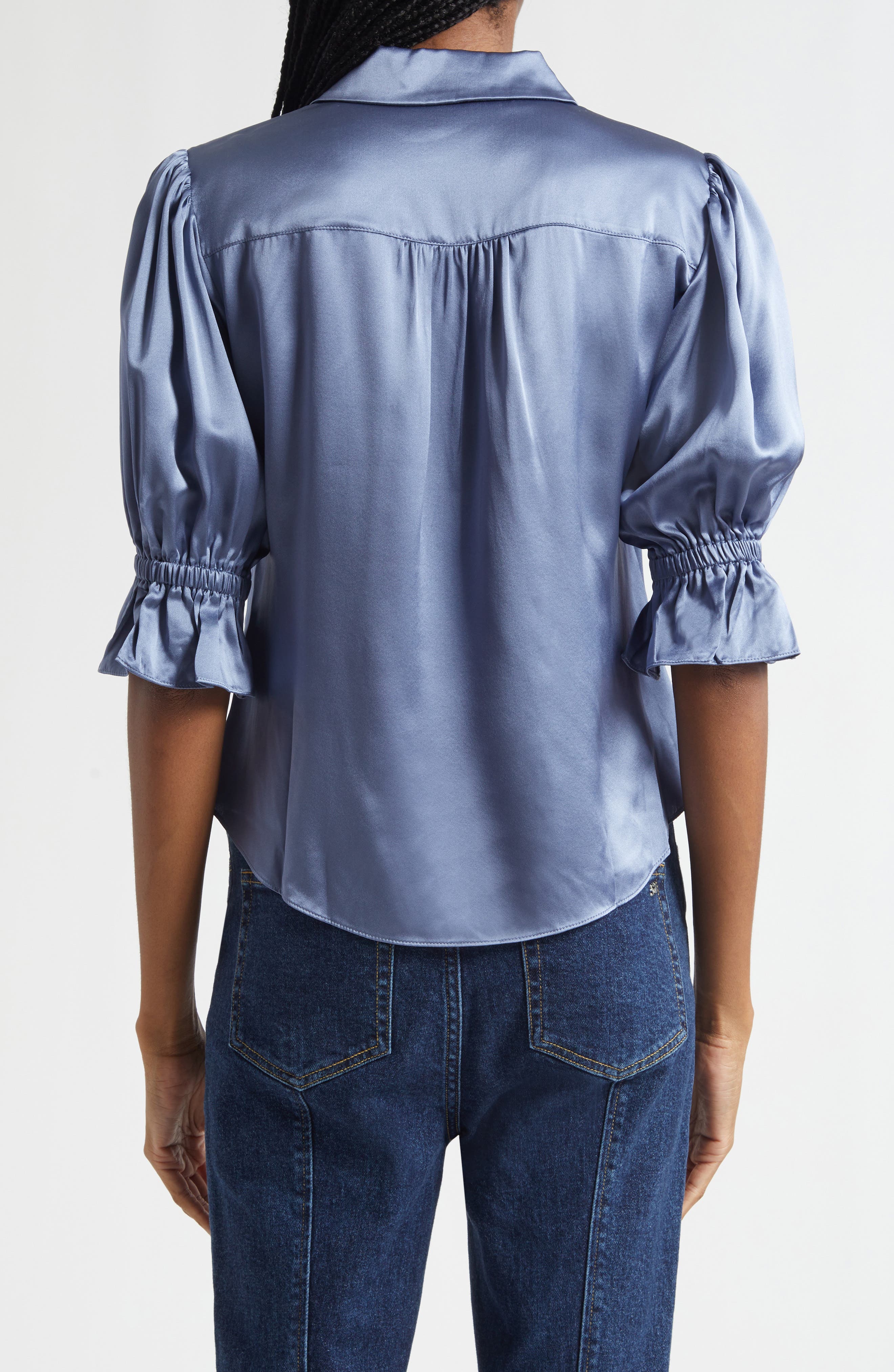 Fiona Ruffle Cuff Silk Button-Up Shirt - image 2