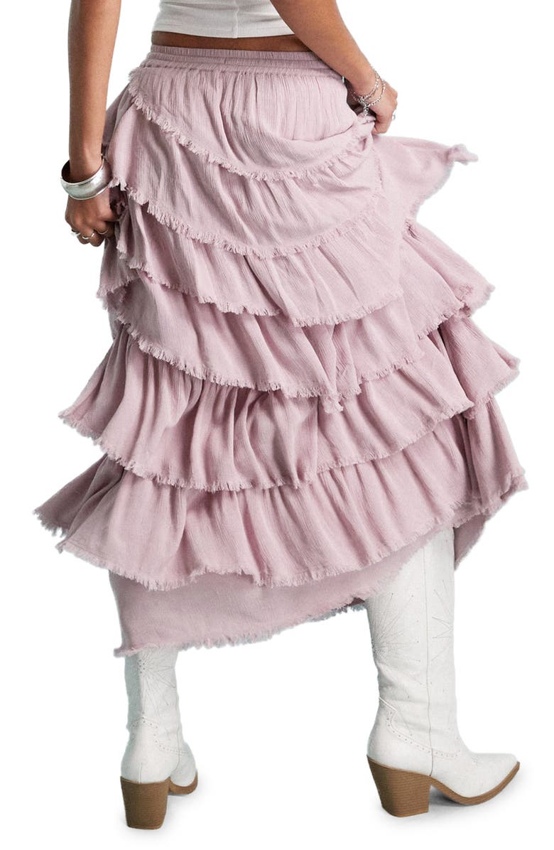 Miss Selfridge Fringe Trim Tiered Maxi Skirt, Alternate, color,