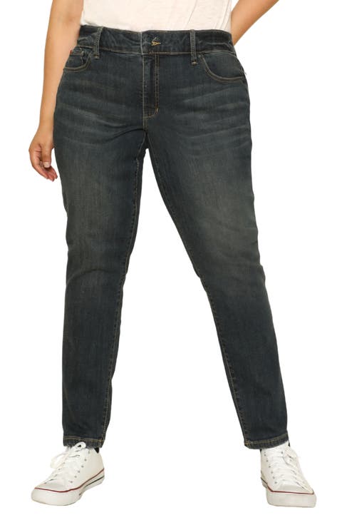 High Waist Ankle Skinny Jeans (Flora) (Plus)