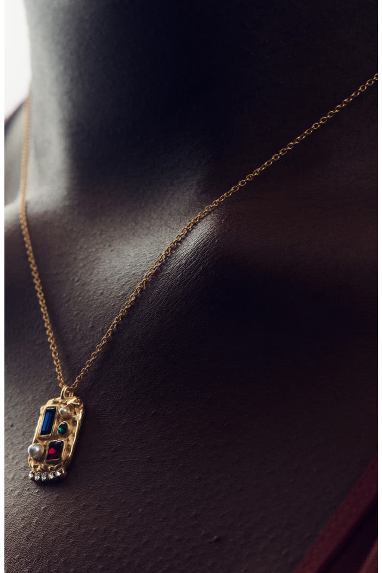 Sylar Crystal Pendant Necklace, Alternate, color, GOLD TONE/ MULTI CRYSTAL