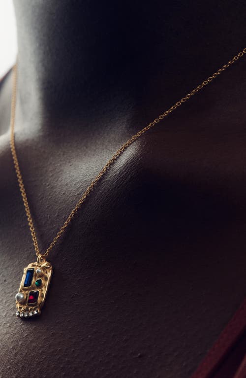 Reiss Sylar Crystal Pendant Necklace In Gold Tone/multi Crystal