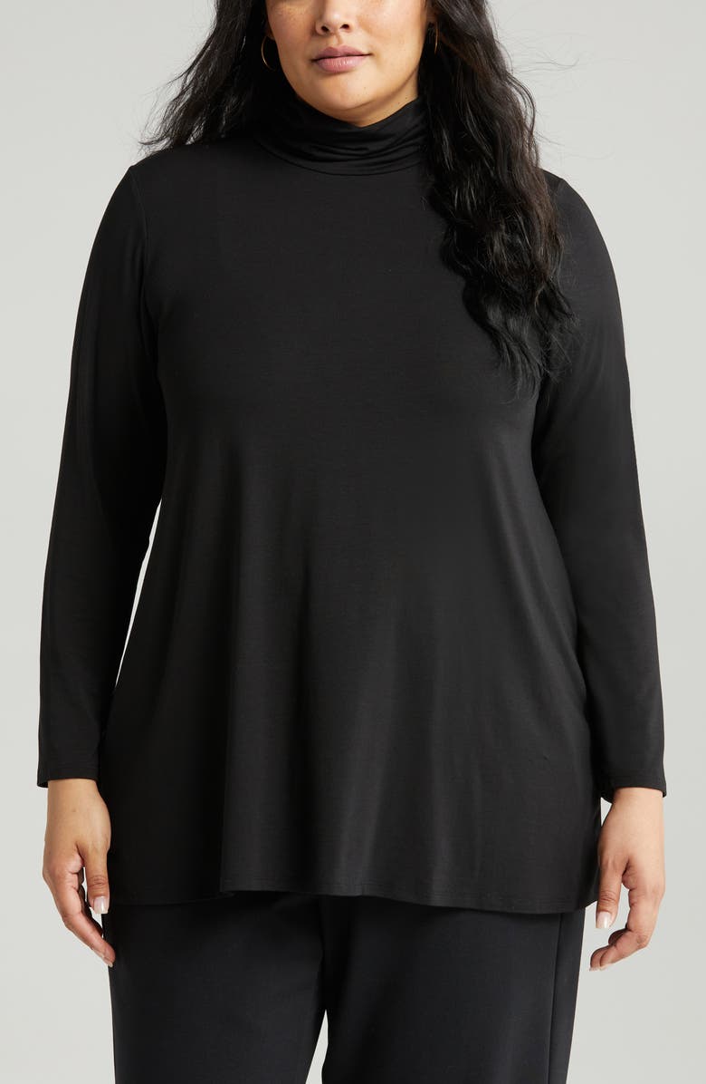 Eileen Fisher Scrunch Neck Long Sleeve Tunic T-Shirt, Alternate, color,