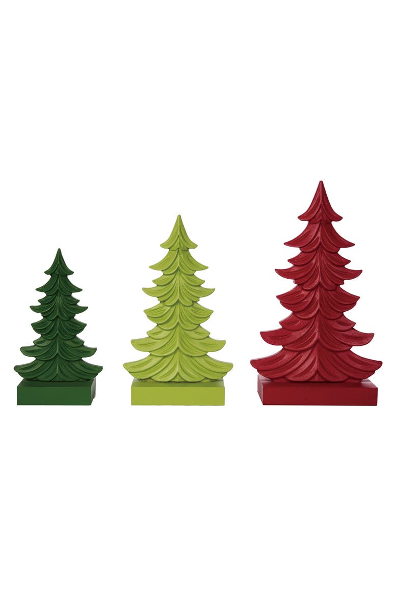 Bright Christmas Tree Table Decor Set of 3 Colorful Sculptures, Main, color, Green