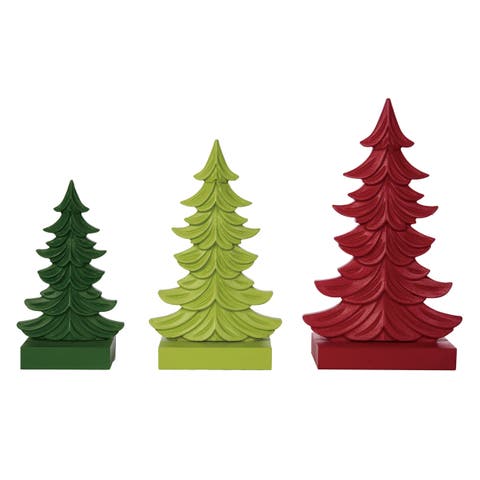 Bright Christmas Tree Table Decor Set of 3 Colorful Sculptures