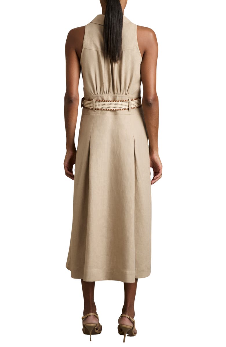 Reiss Annie Sleeveless Belted Linen Shirtdress, Alternate, color, Neutral