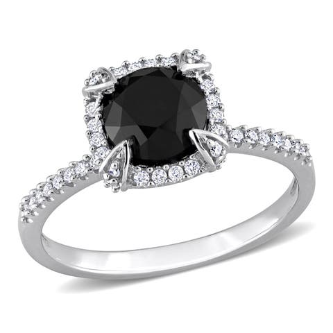 Black & White Diamond Halo Ring 14k