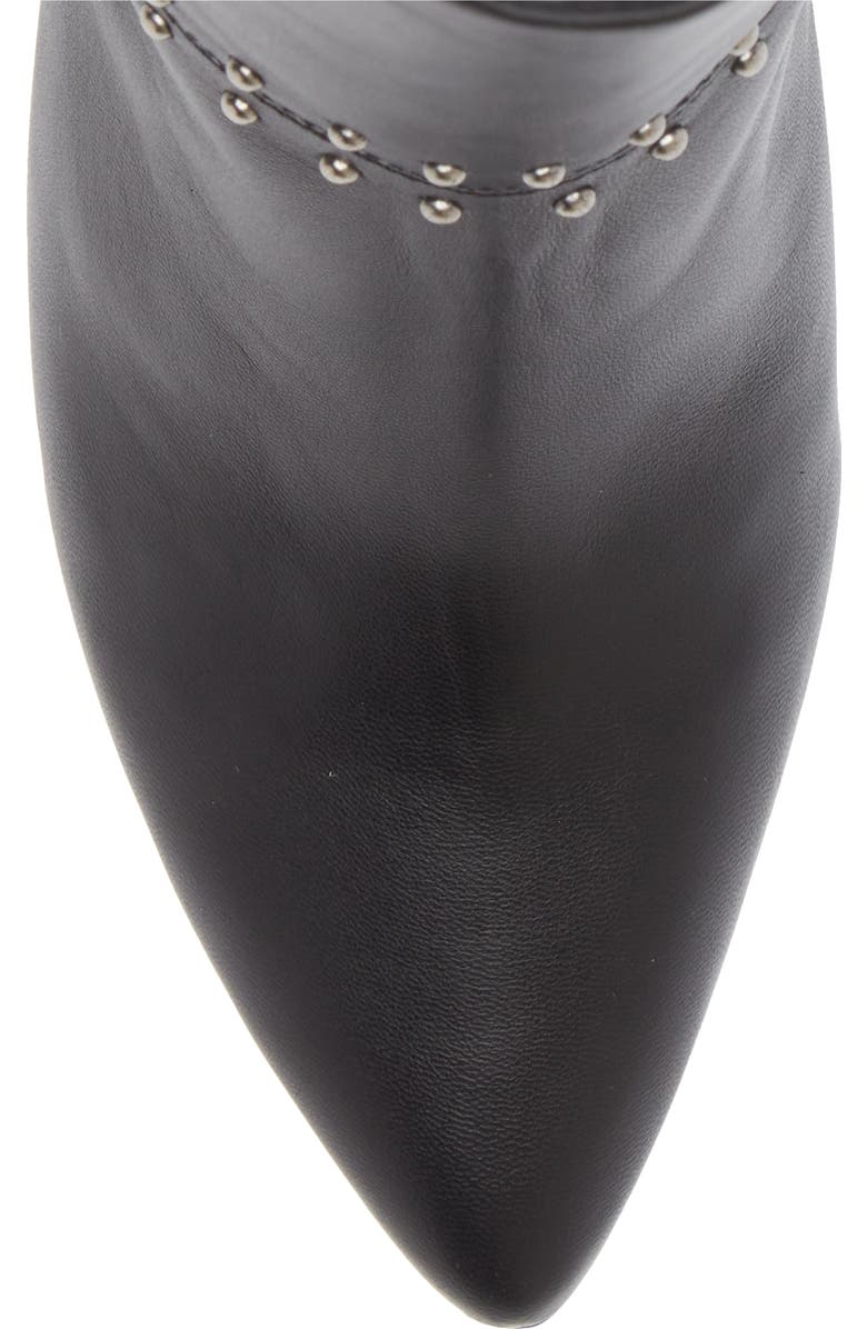 Avec Les Filles Ada Studded Pointed Toe Genuine Suede Bootie, Alternate, color, Black