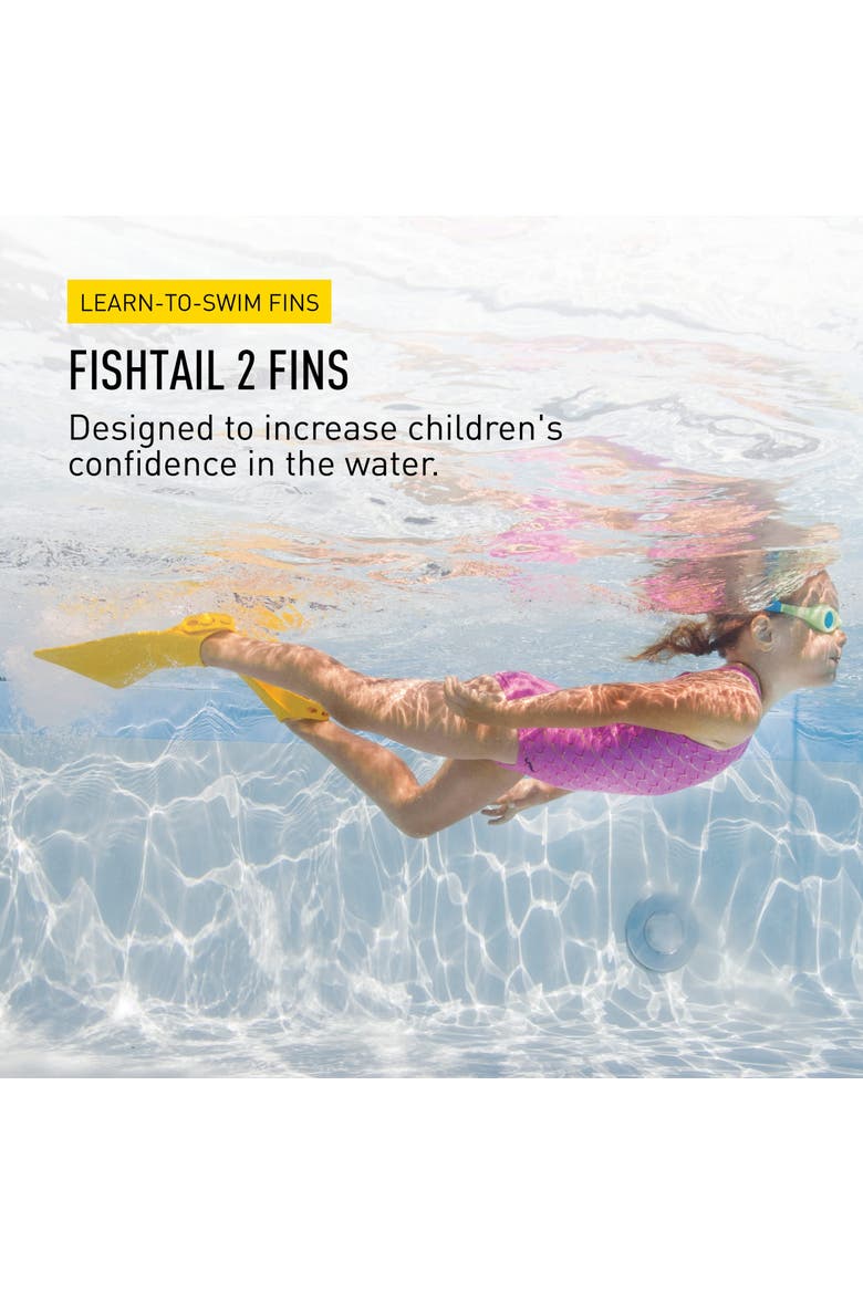 Fishtail 2 Swim Fins for Toddlers and Kids Builds Water Confidence Soft Rubber Fit Float Assist, Alternate, color, Yellow
