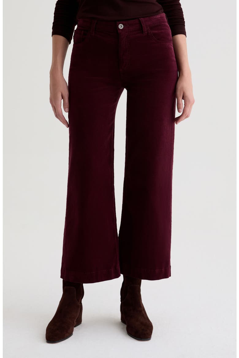 Saige Mid Rise Ankle Wide Leg Corduroy Pants, Main, color, WINERY