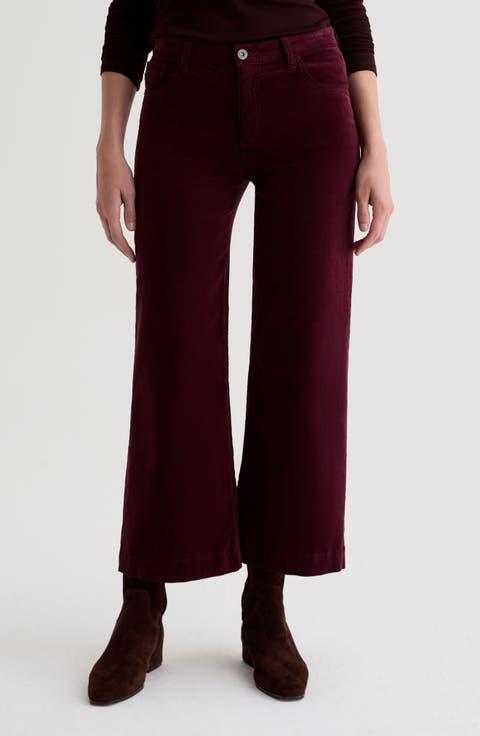 Saige Mid Rise Ankle Wide Leg Corduroy Pants