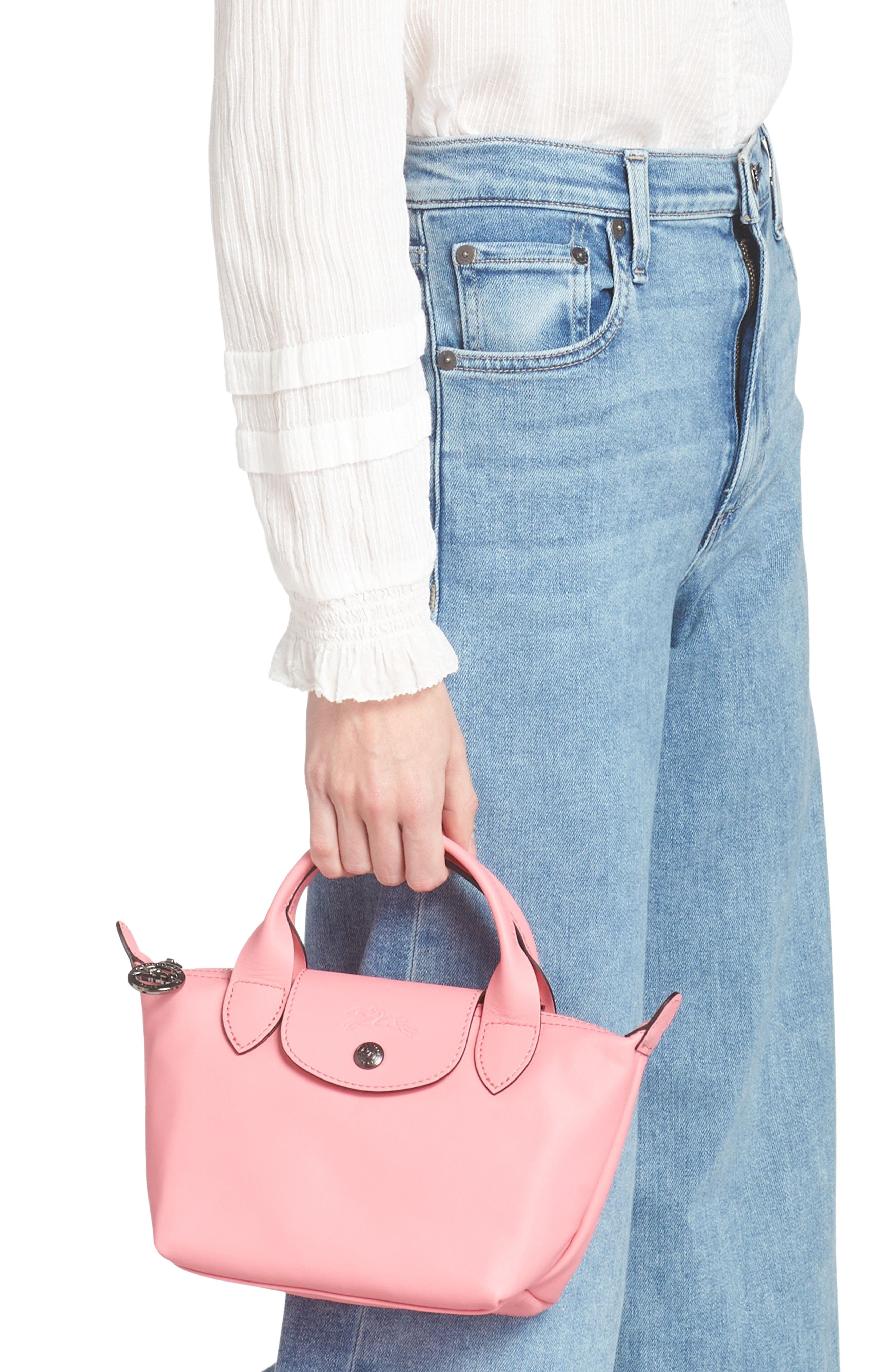 Longchamp Extra Small Le Pliage Leather Top Handle Bag, Alternate, color, 