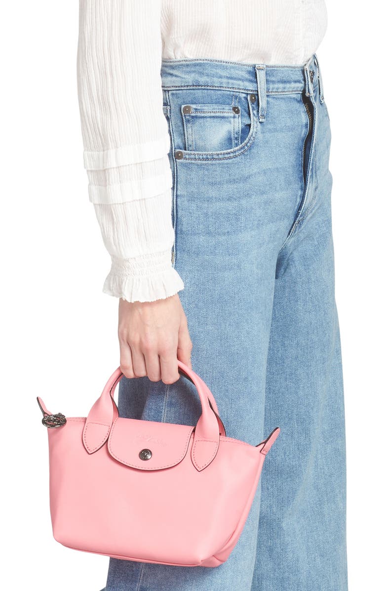 Longchamp Extra Small Le Pliage Leather Top Handle Bag, Alternate, color,