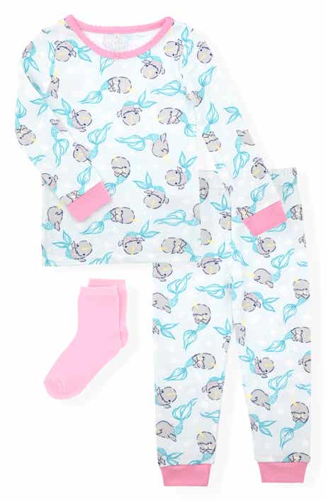 Narwhal Print Fitted Two-Piece Pajamas