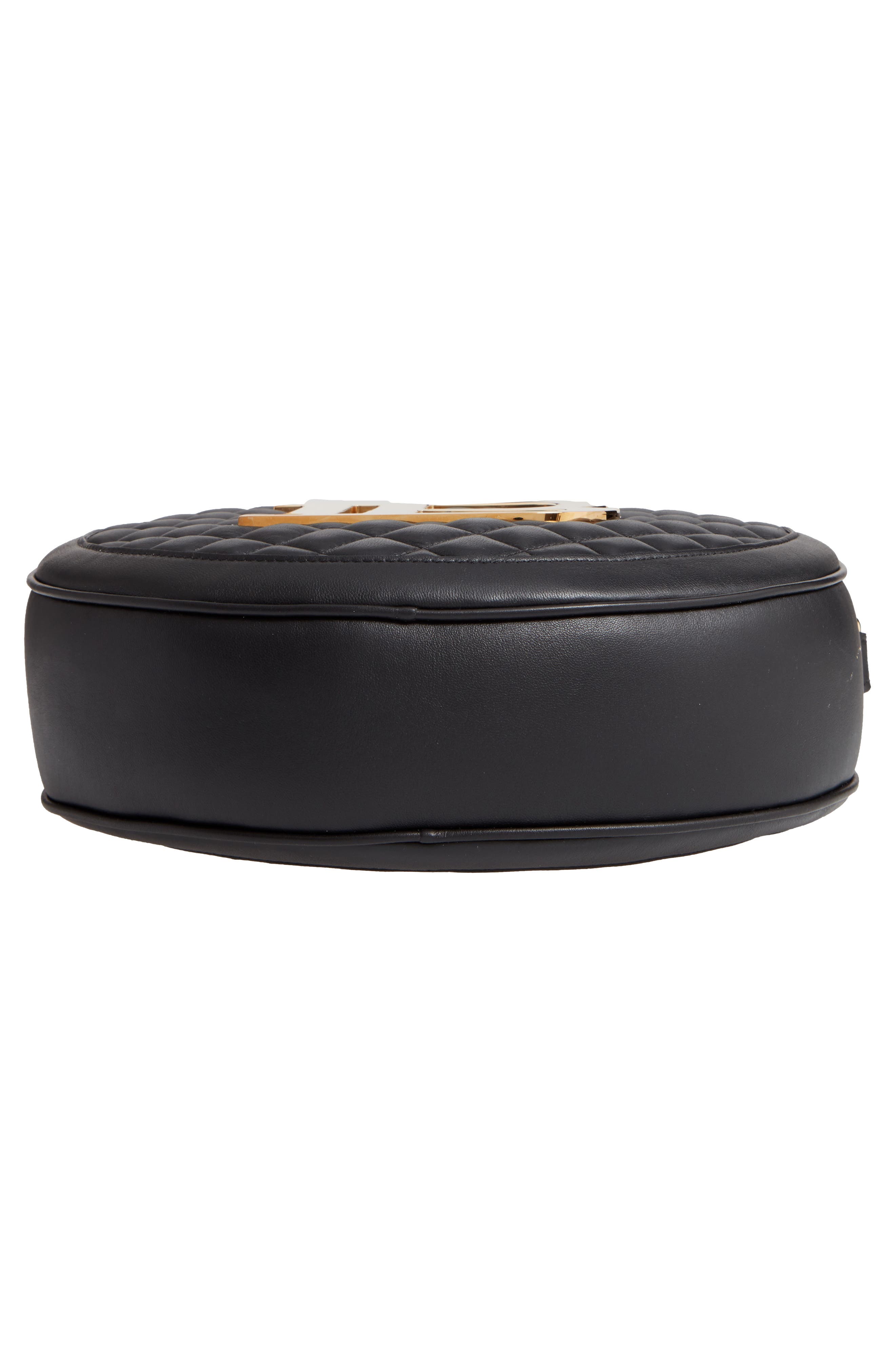 Balmain Large Disco Logo Quilted Leather Shoulder Bag, Alternate, color, 