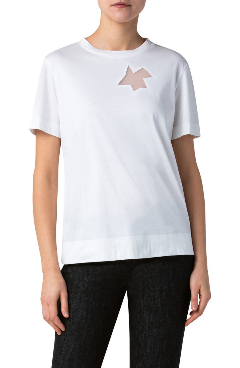 Akris Sheer Inset Jersey T-Shirt, Main, color,