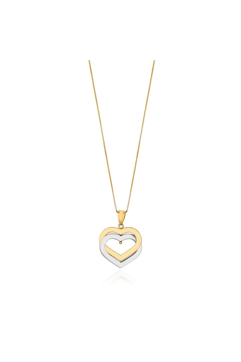 Two Tone Double Golden Heart Necklace, Main, color, Two Tone Gold