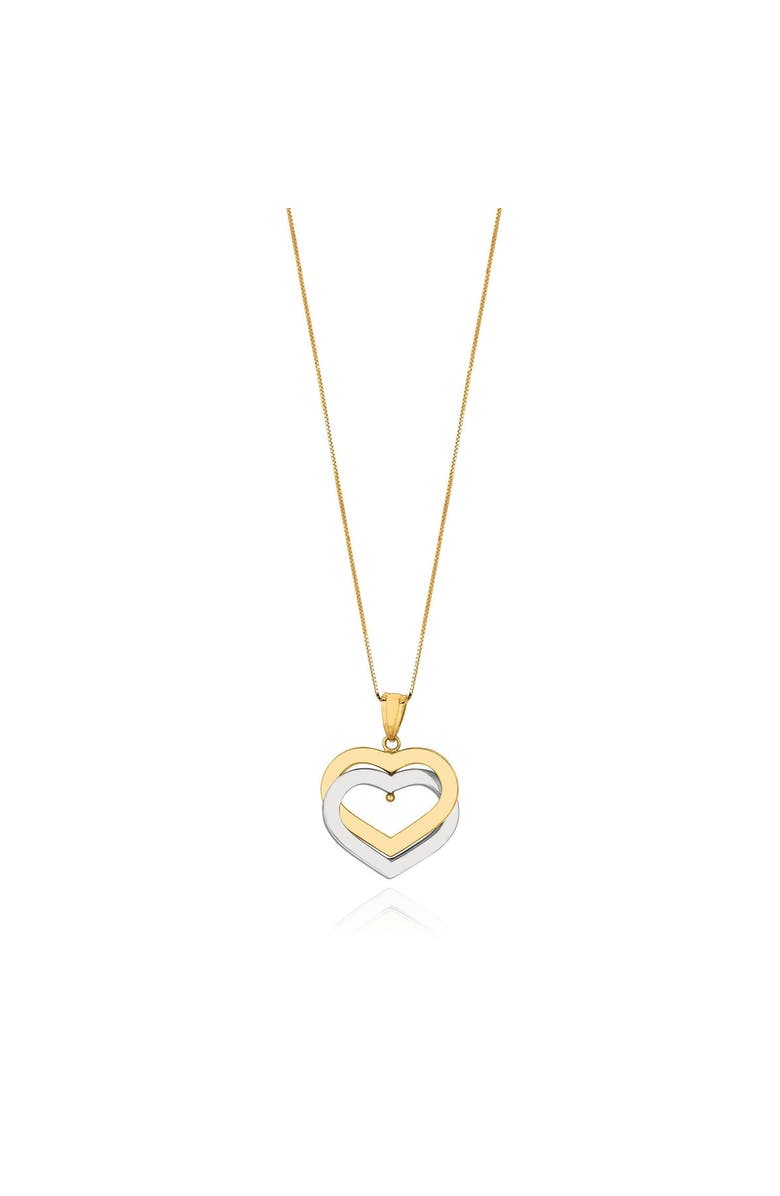 The Lovery Fine Jewelry Two Tone Double Golden Heart Necklace, Main, color, Two Tone Gold