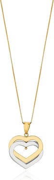 The Lovery Fine Jewelry Two Tone Double Golden Heart Necklace