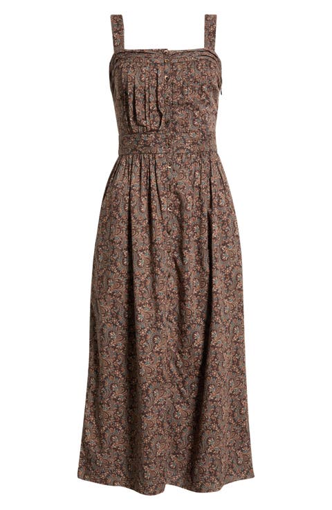 Temecula Paisley Pintuck Cotton Dress