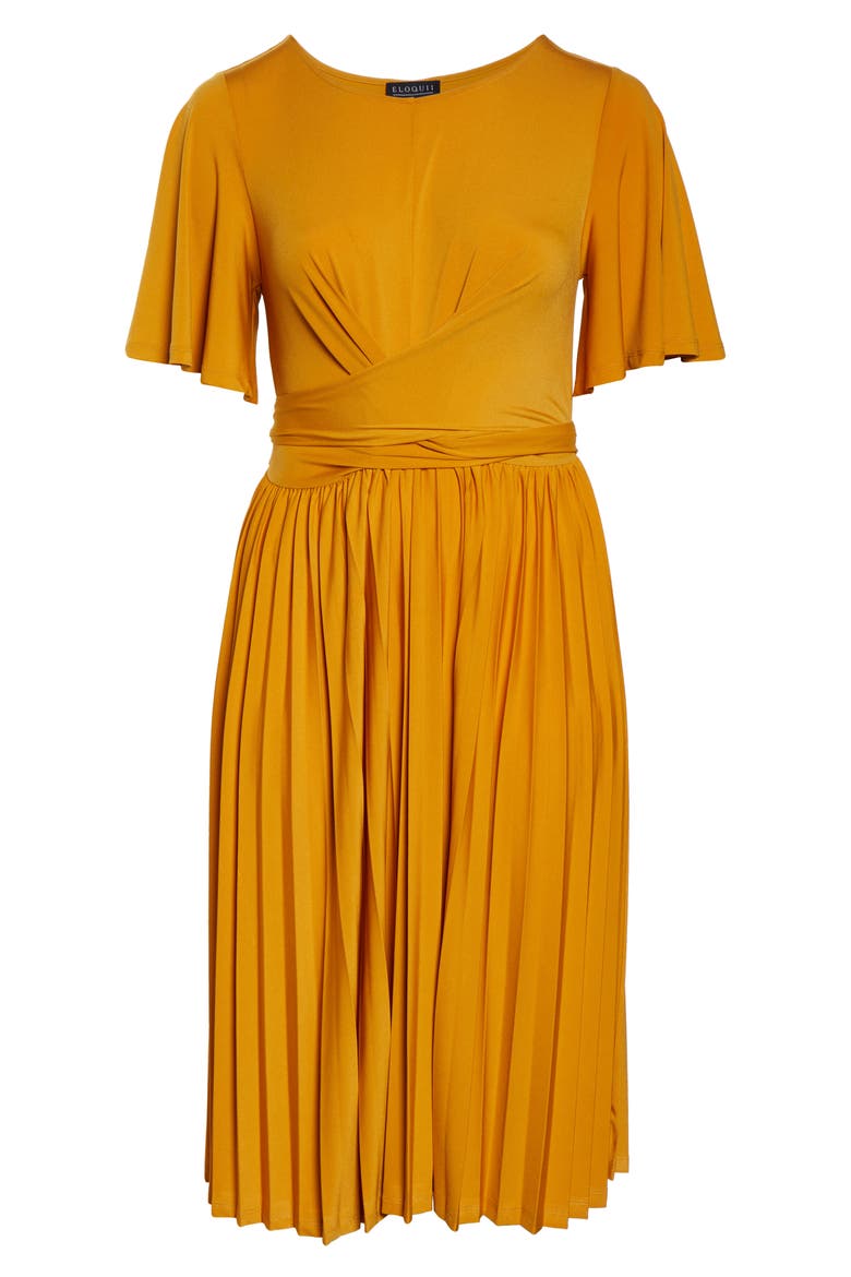 Wrap Waist Jersey Midi Dress, Alternate, color, INCA GOLD