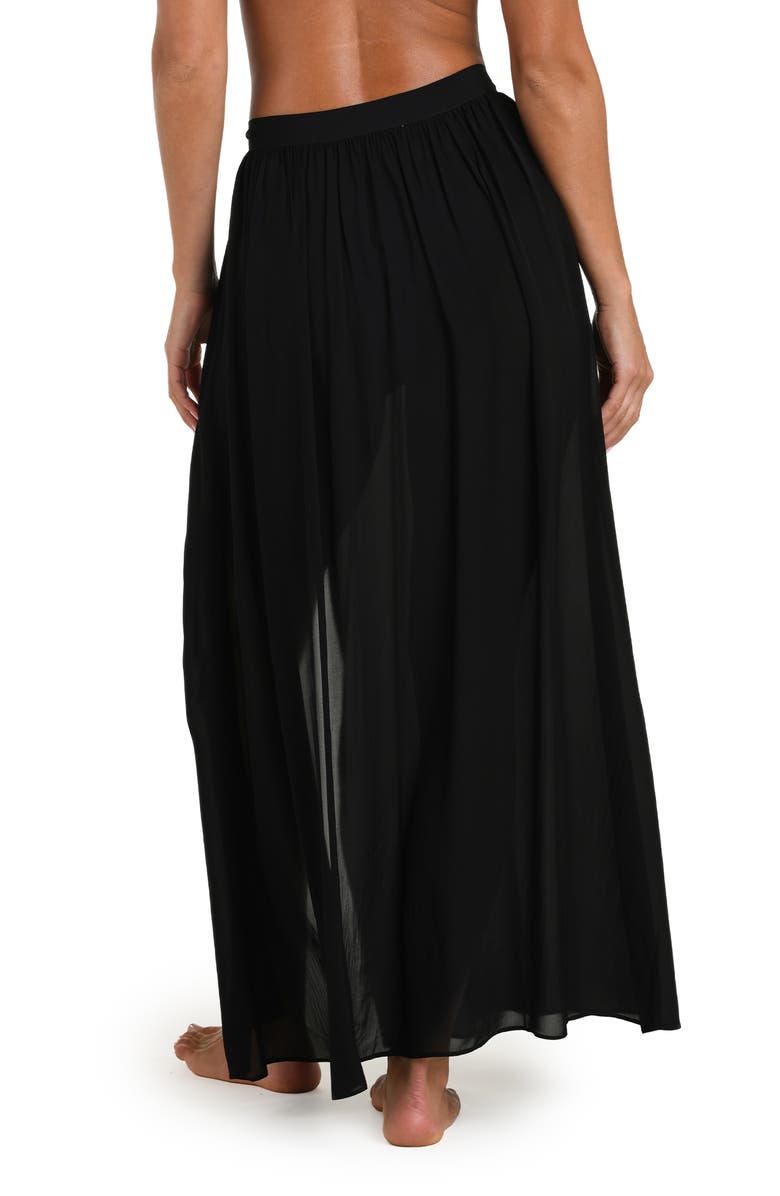 L'AGENCE Klaire Chiffon Cover-Up Skirt, Alternate, color, Black