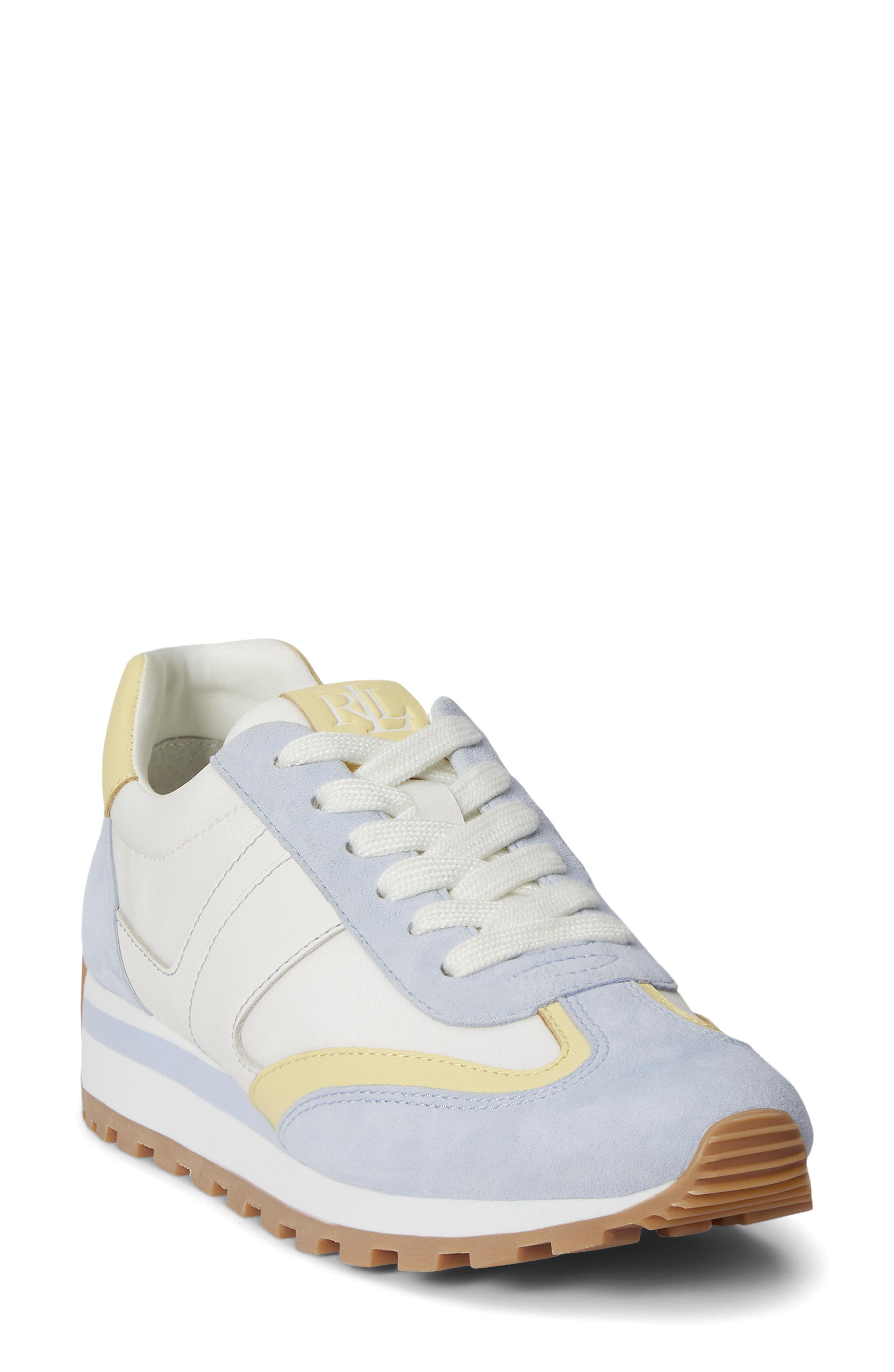 Lauren Ralph Lauren Dani Sneaker, Main, color, Alpine Blue/ White/ Lemon