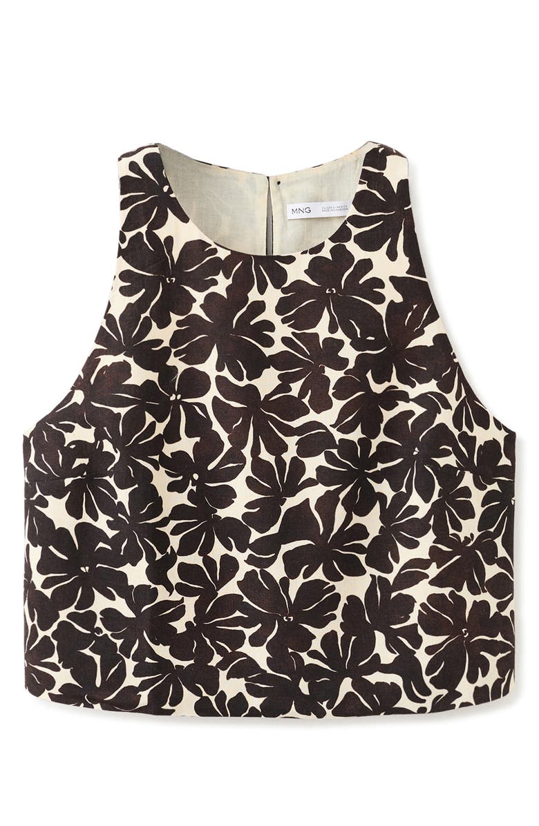 MANGO Floral Crop Tank, Alternate, color, Ecru