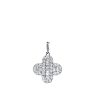LuvMyJewelry Alina 0.5 Cts 14K Gold Baguette & Round Cut Diamond Clover Pendant with Optional Chain