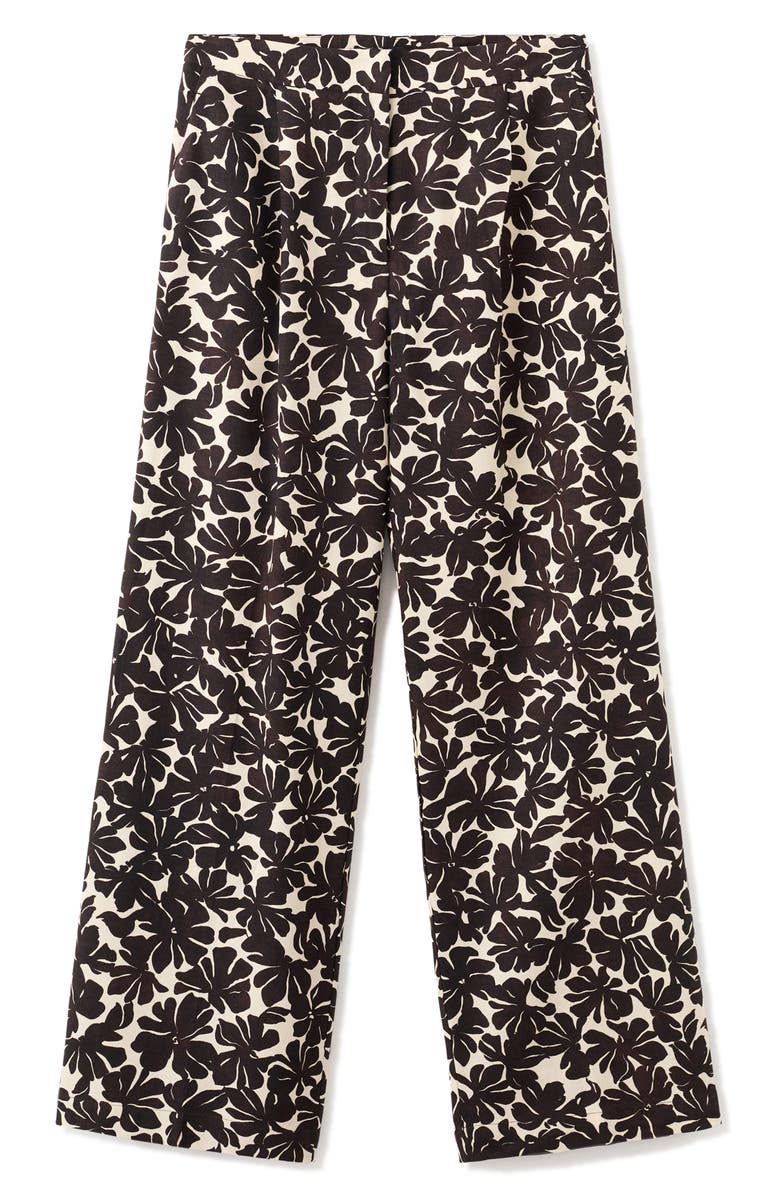 MANGO Floral Straight Leg Pants, Alternate, color, Ecru