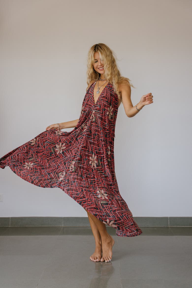 Classic Silk Dress Tako, Alternate, color, Red, Black & Grey