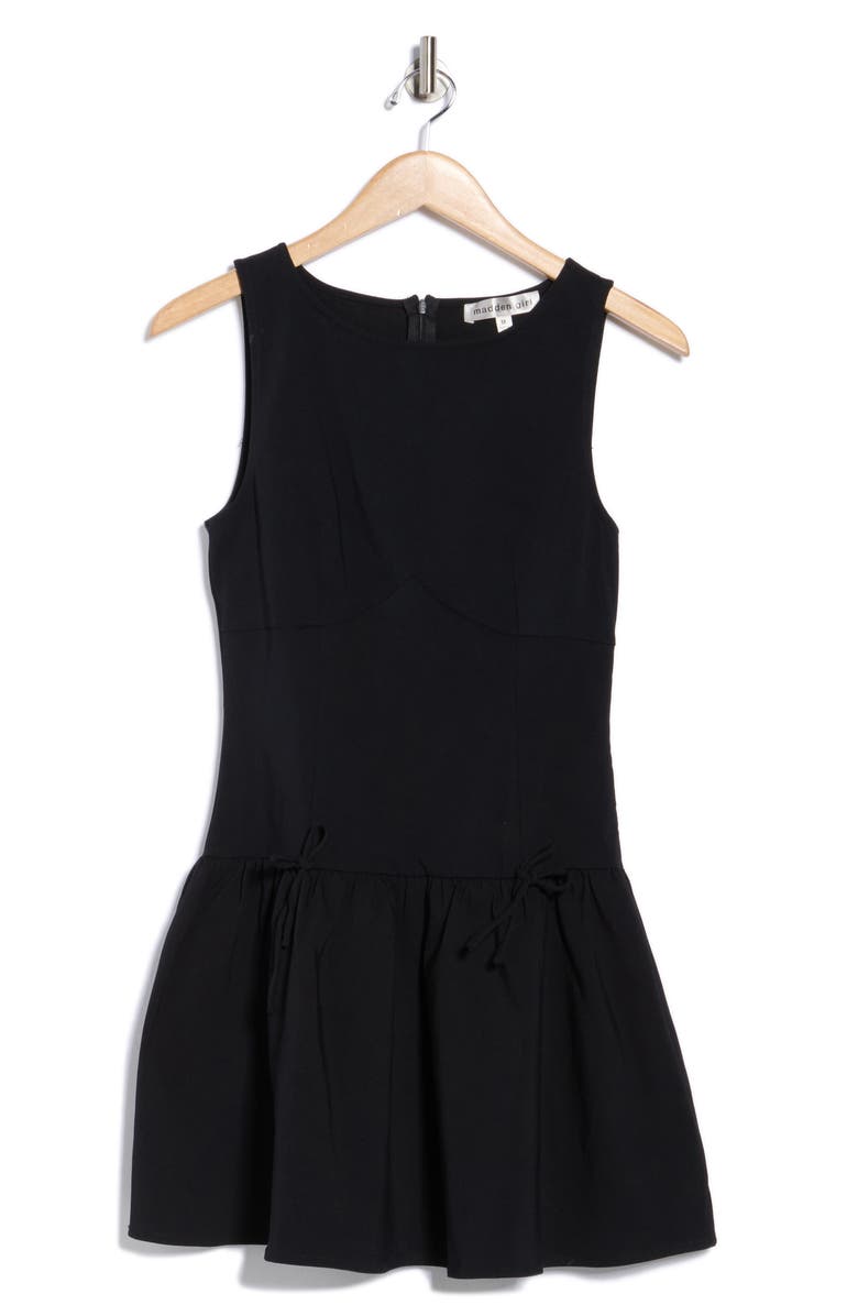 Madden Girl Sleeveless Bow Embellished Drop Waist Minidress, Alternate, color, Black