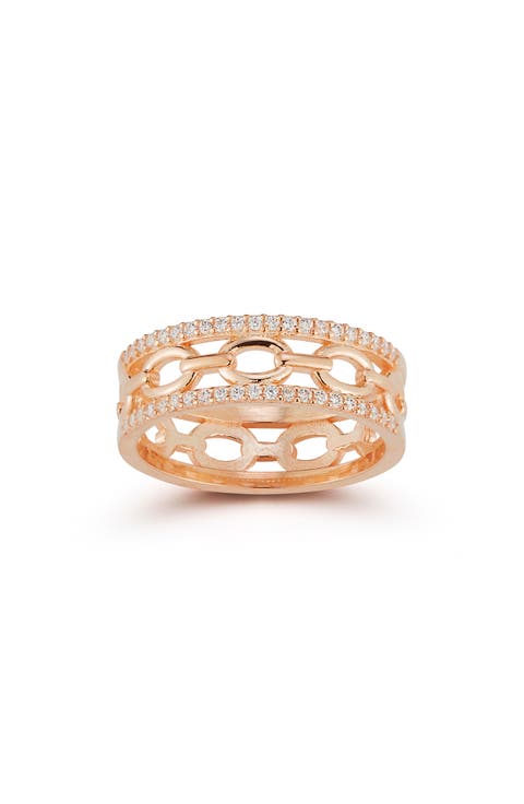 Cubic Zirconia Link Band Ring