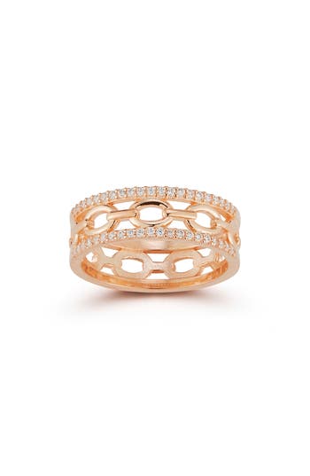 Chloe & Madison Chloe And Madison Cubic Zirconia Link Band Ring In Gold