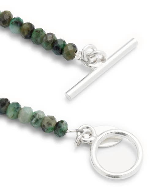 Jan Leslie Gemstone Beaded Necklace With Sterling Silver Lobster Closure In Green