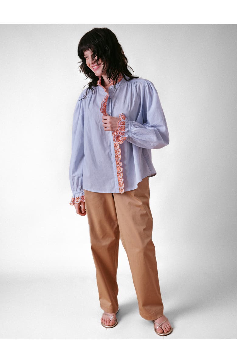 Cape Cove Jewel Trim Blouse, Alternate, color, Skyway Blue