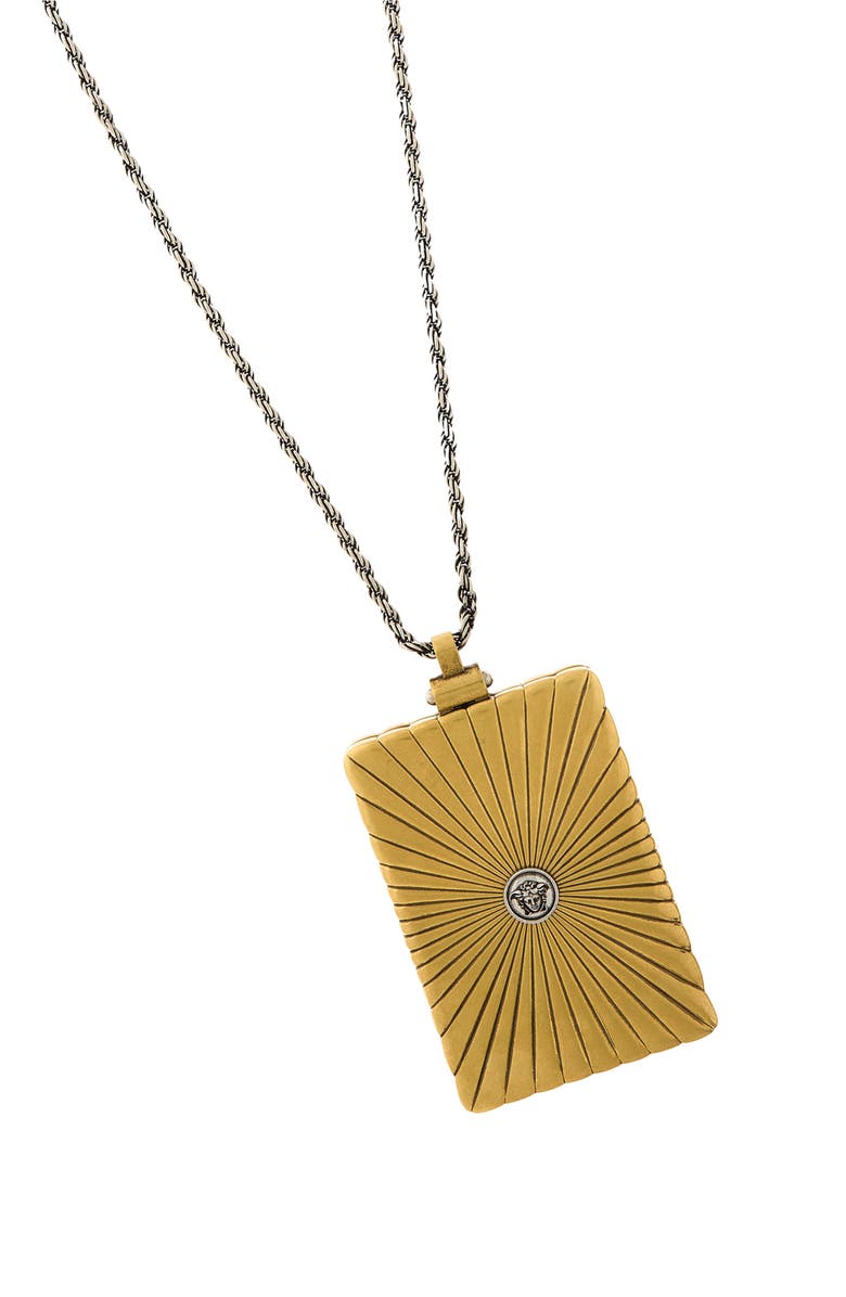 Versace Circe Locket Pendant Necklace, Alternate, color, Gold 82-Palladium Green