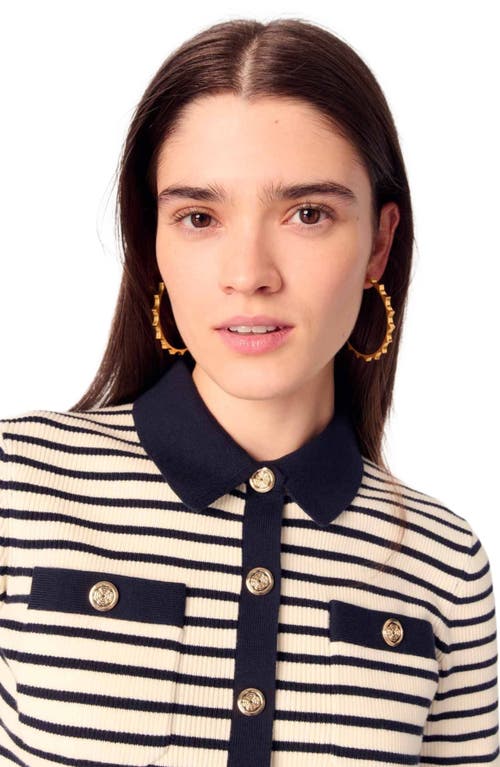 Maje Womens Bleus Cropped Stripe Ribbed-knit Cardigan In Multi