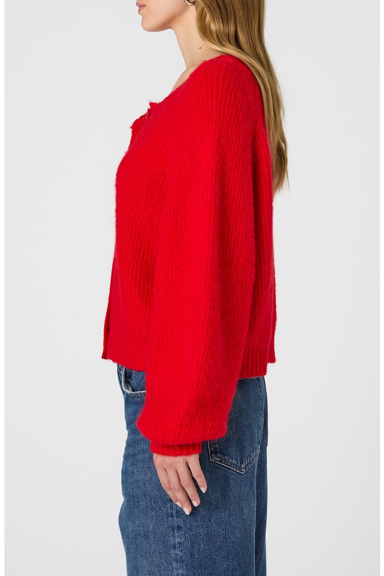 Fluffy Cardigan, Alternate, color, MARS RED